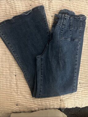 Lucky & Blessed Dark Blue Wide Leg Jeans